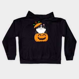 Cute Fat cat is in a pumpkin Kids Hoodie